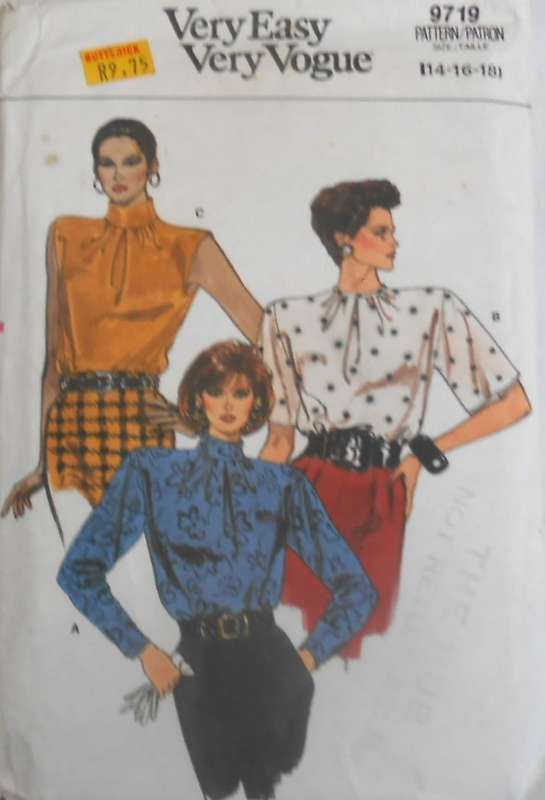 VOGUE 9719 SET OF BLOUSES SIZE 14-16-18 COMPLETE-CUT TO 18