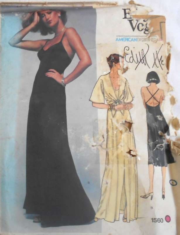 VOGUE 1560 STRAPLESS DRESS & COVER SIZE 16 COMPLETE-UNCUT-F/FOLDED-COVER WORN