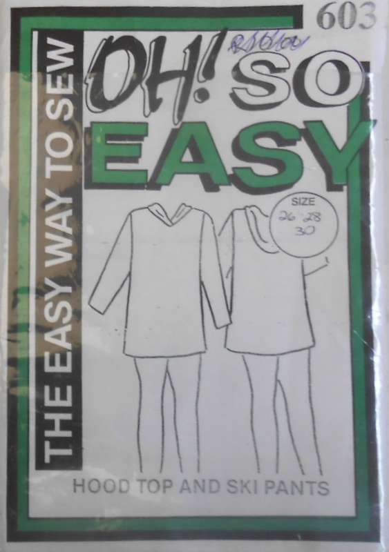 OH! SO EASY-603 HOOD TOP & SKI PANTS SIZE 26-28-30 COMPLETE-UNCUT-F/FOLDED