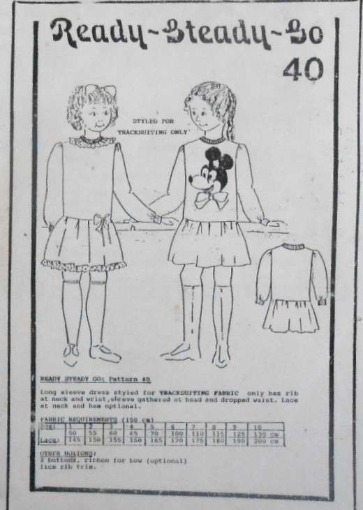 READY-STEADY-GO PATTERN 40 LONG SLEEVE DRESS AGE 3 YEARS CHEST 53 CM