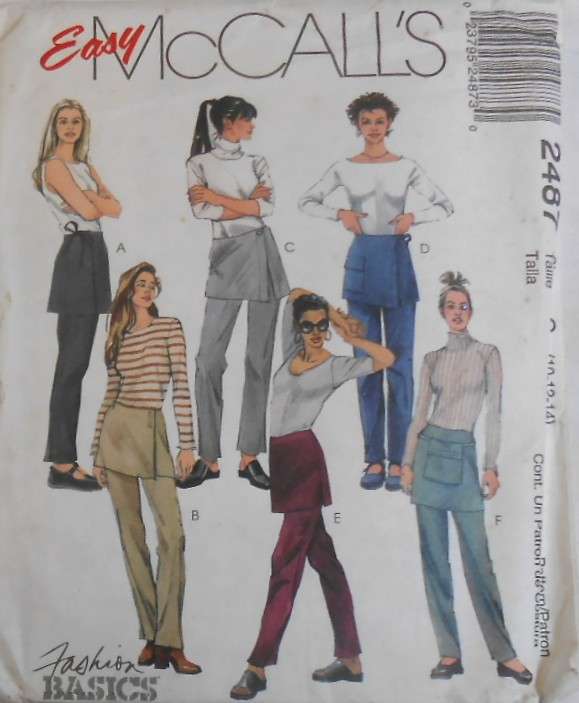 McCALLS 2487 PANTS WITH ATTACHED OVERSKIRT SIZE 10-12-14-COMPLETE-UNCUT-F/FOLDED