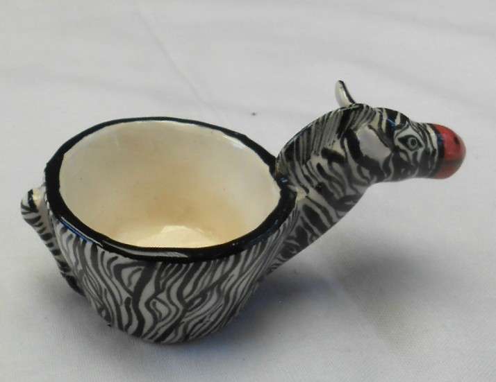 Ardmore Hand Painted Zebra Tea Light by Petros Painted by Prosp 1999 + Certificate of Authenticity