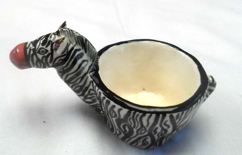 Ardmore Hand Painted Zebra Tea Light by Petros Painted by Prosp 1999 + Certificate of Authenticity