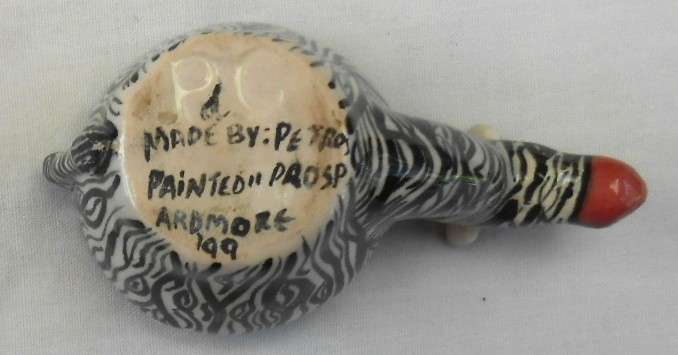 Ardmore Hand Painted Zebra Tea Light by Petros Painted by Prosp 1999 + Certificate of Authenticity