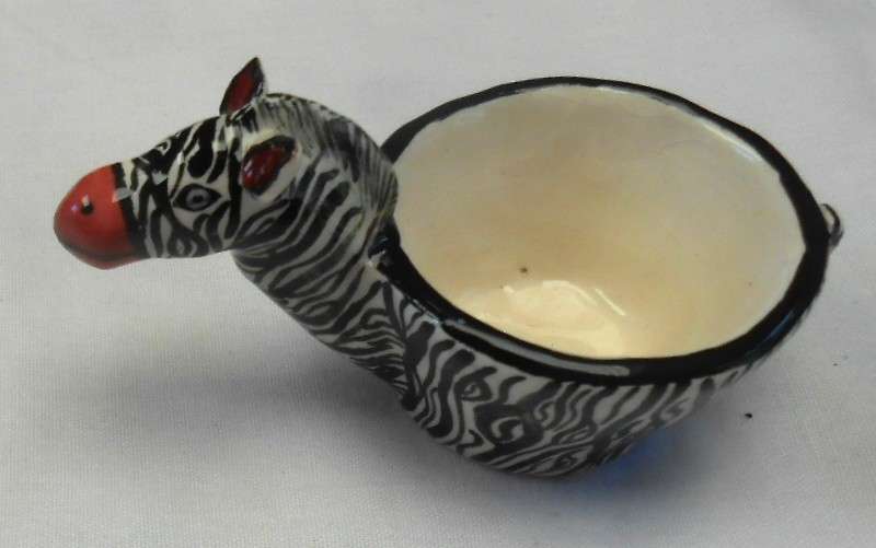 Ardmore Hand Painted Zebra Tea Light by Petros Painted by Prosp 1999 + Certificate of Authenticity
