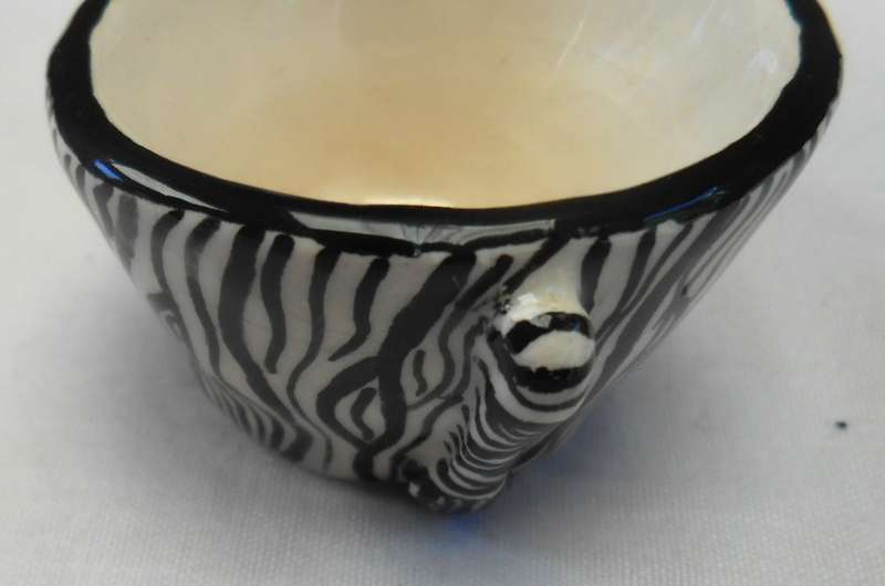 Ardmore Hand Painted Zebra Tea Light by Petros Painted by Prosp 1999 + Certificate of Authenticity