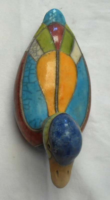 South African Raku large Duck figurine