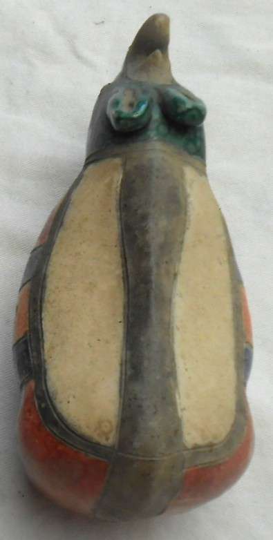 South African Raku Small Rhino figurine with double horn