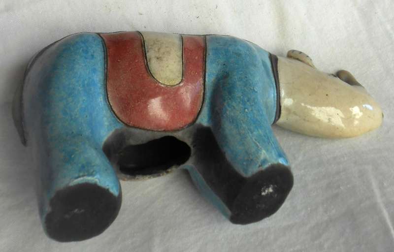 South African Raku Large Rhino figurine with double horn