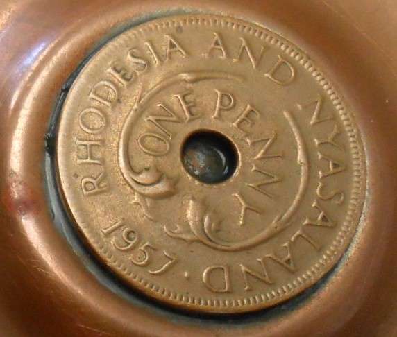 Pair of Copper Rhodesia & Nyasaland Ashtrays