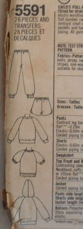 SIMPLICITY 5591 KIDS PULL ON PANTS-SHORTS-SWEATSHIRT-TOP-HOODIE SIZE 6-6X YEARS SEE LISTING-ZIPLOC