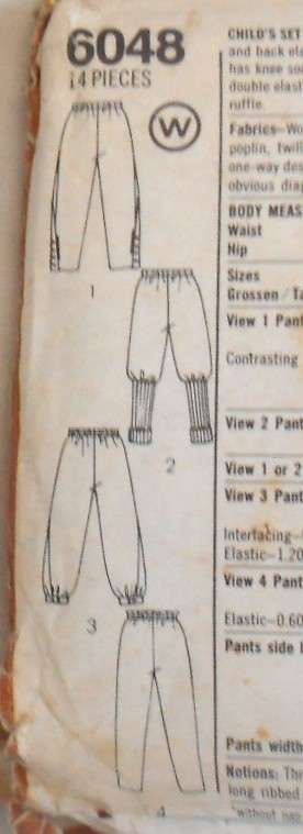 SIMPLICITY 6048 KIDS FASHION PANTS SIZE 2-3-4 YEARS-LEG BAND NOT SUPPLIED-ZIPLOC