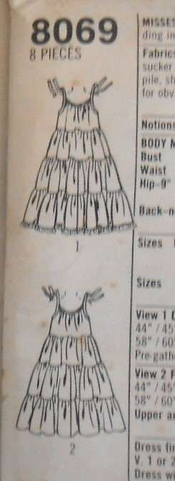 SIMPLICITY 8069 LOOSE FITTING TIERED DRESS SIZE LARGE 18-20 COMPLETE-UNCUT-F/FOLDED