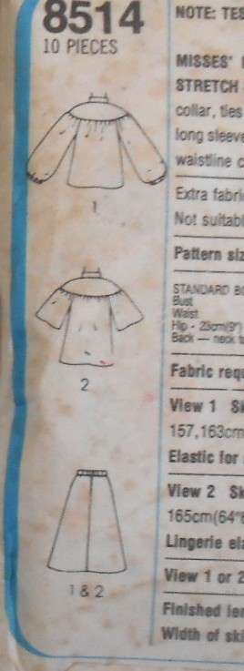 SIMPLICITY 8514 PULLOVER TWO PIECE DRESS & TIEBELT SIZE 10-12-14 COMPLETE
