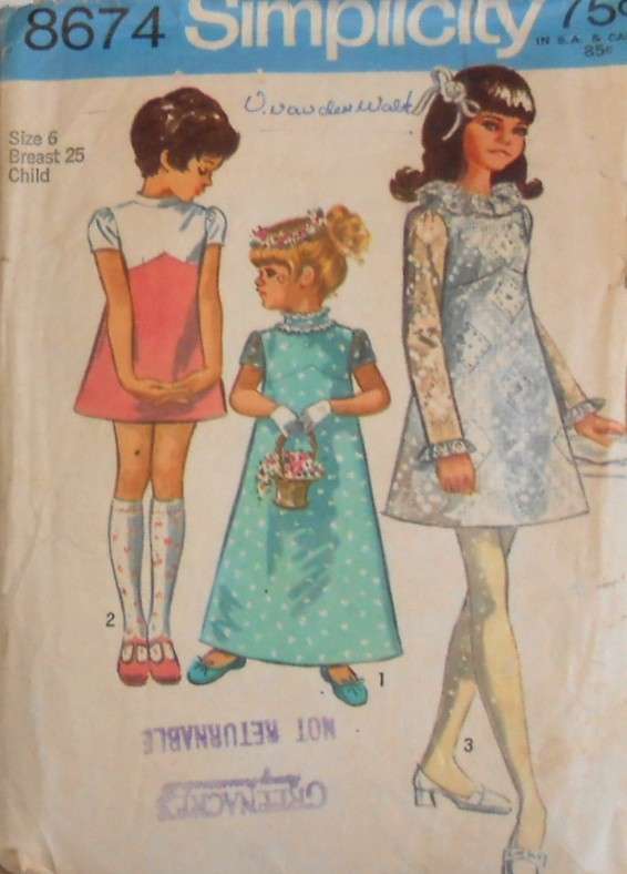 SIMPLICITY 8674 GIRLS DRESS IN 2 LENGTHS SIZE 6 YEARS BREAST 25 COMPLETE-ZIPLOC