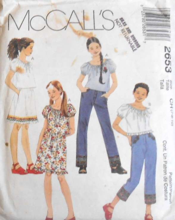 McCALLS 2653 GIRLS TOP-SKIRT-PANTS IN 2 LENGTHS SIZE 7-8-10 YEARS COMPLETE-CUT TO SIZE 10