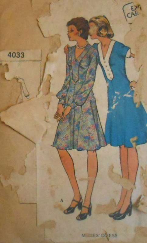 VINTAGE McCALLS 4033 DRESS SIZE 14 BUST 36 COMPLETE-COVER V/WORN-ZIPLOC