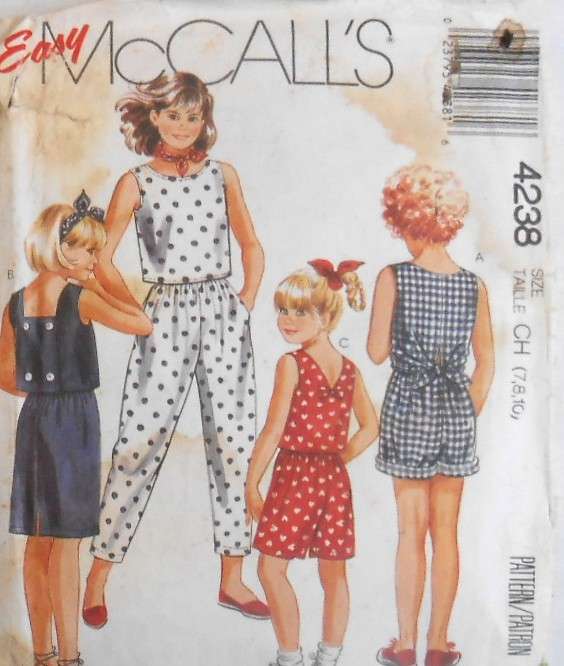 McCALLS 4238 GIRLS TOP & SKIRT SIZE 7-8-10 YEARS-NO PANTS OR SHORTS PATTERN-ZIPLOC