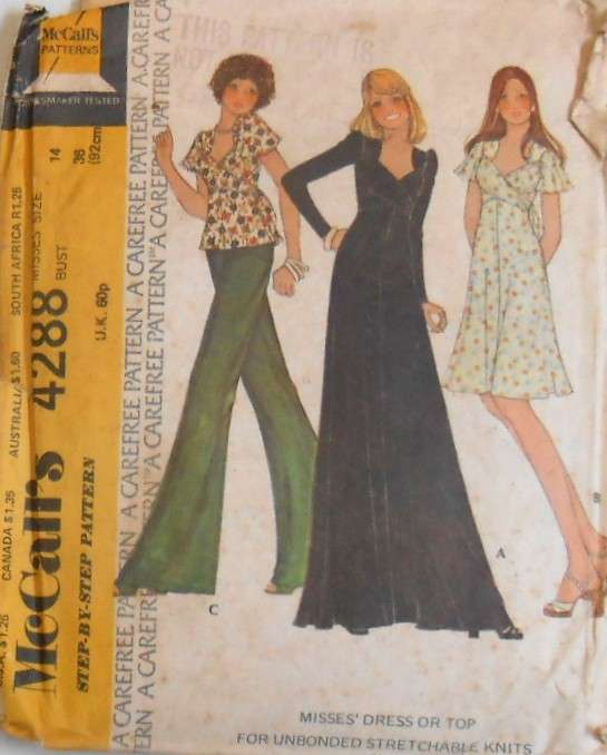 VINTAGE McCALLS 4288 DRESS OR TGP WITH SWEETHEART NECKLINE SIZE 14-BUST 36 COMPLETE-ZIPLOC