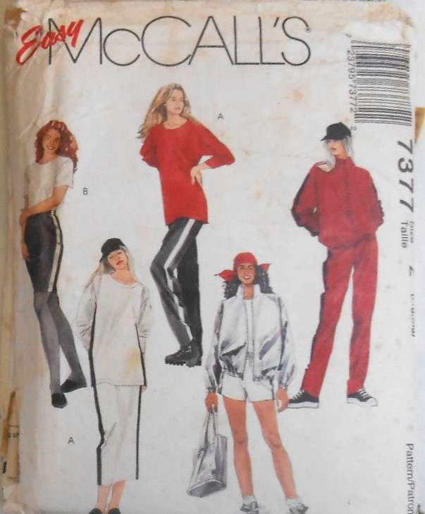 McCALLS 7377 TRACKSUIT TOPS-JACKET-PULL ON PANTS-SHORTS-SKIRT SIZE L-XL (-16-22) COMPLETE CUT TO XL