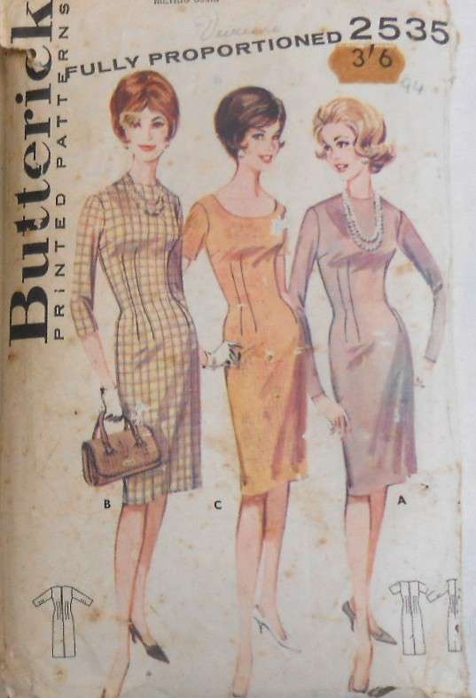 VINTAGE BUTTERICK 2535 SHEATHDRESS SIZE 14 BUST 34 'COMPLETE-PART CUT