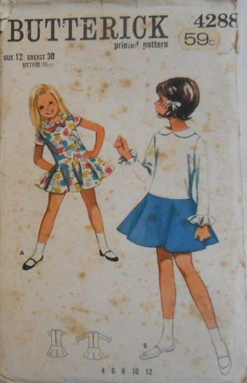 VINTAGE BUTTERICK 4288 GIRLS ONE PIECE DRESS SIZE 12 YEAR BREAST 30 COMPLETE