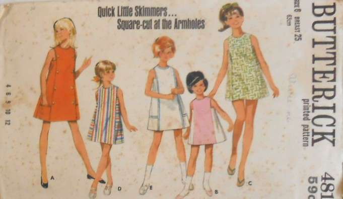 VINTAGE BUTTERICK 4811 GIRL'S ONE PIECE DRESS SIZE 6 YEARS BREAST 25 COMPLETE