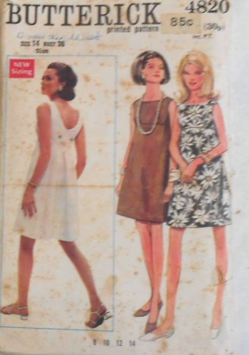 VINTAGE BUTTERICK 4820 ONE PIECE EVENING DRESS SIZE 14 BUST 36 COMPLETE