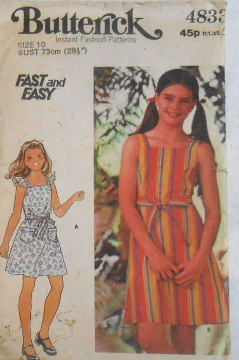 BUTTERICK 4833 GIRL'S DRESS & BELT SIZE 10 YEARS BUST 73 CM COMPLETE