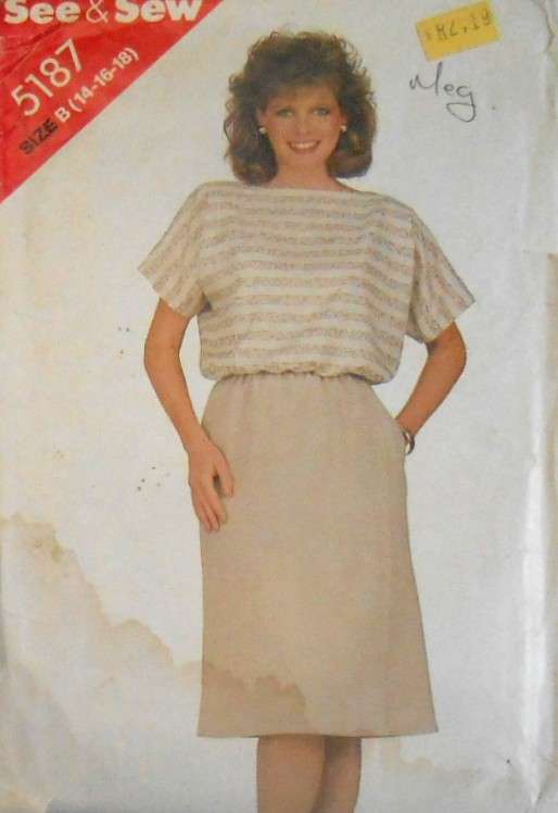 BUTTERICK 5187 TOP & SKIRT SIZE 12-14-16 COMPLETE-CUT TO 18