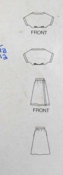 BUTTERICK 5187 TOP & SKIRT SIZE 12-14-16 COMPLETE-CUT TO 18