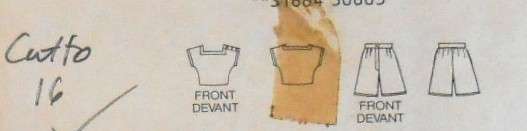 BUTTERICK 5302 TOP & SHORTS SIZE 12-14-16 COMPLETE-CUT TO 16