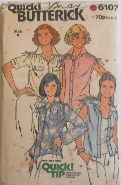 BUTTERICK 6107 SET OF BLOUSES SIZE 8 COMPLETE