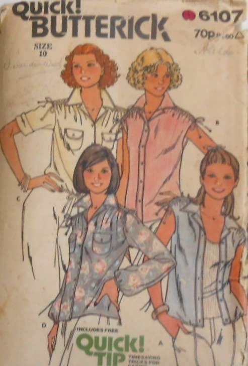 BUTTERICK 6107 SET OF BLOUSES SIZE 10 COMPLETE