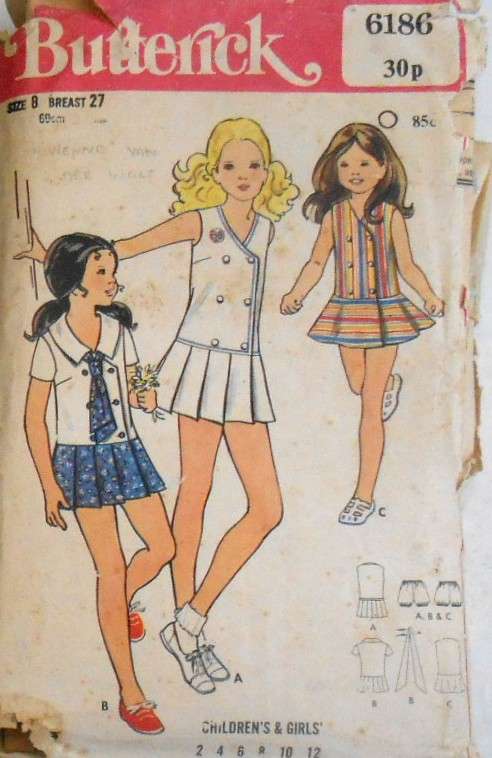 BUTTERICK 6186 GIRL'S DRESS SIZE 8 YEARS 27" BREAST COMPLETE