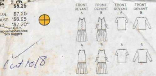 BUTTERICK 6348 MATERNITY DRESS-PINAFORE-TOP SIZE 14-16-18 COMPLETE