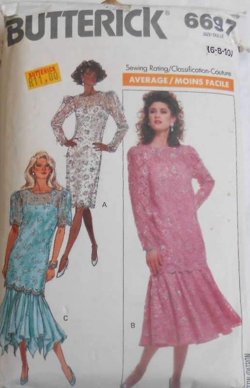 BUTTERICK 6697 STUNNING DRESS & TUNIC SIZE 6-8-10 COMPLETE CUT TO 10