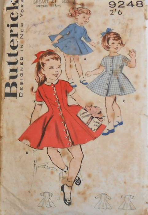 V/VINTAGE BUTTERICK 9248 GIRLS PRINCESS COAT-DRESS SIZE 2 YEARS BREAST 21 SEE LISITNG-ZIPLOC