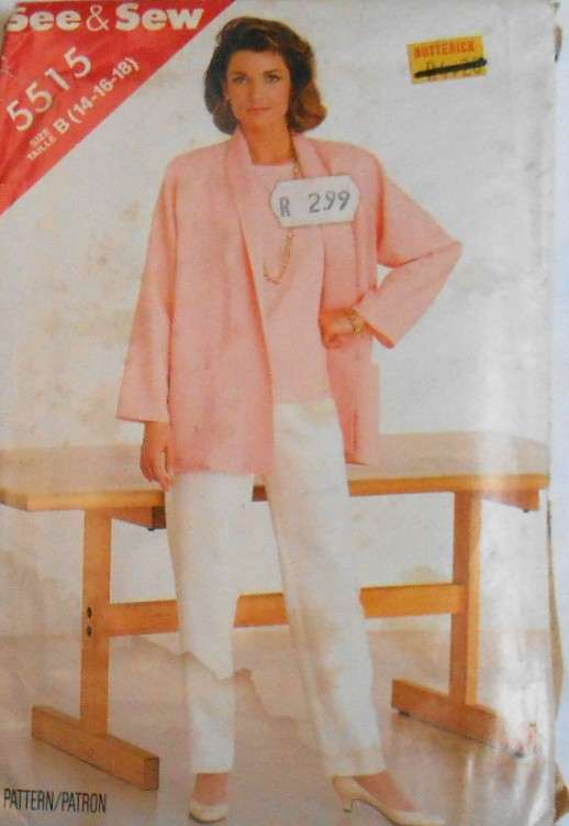 BUTTERICK 5515 JACKET-PANTS-TOP SIZE 14-16-18 COMPLETE-CUT TO 18