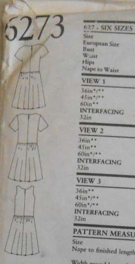 NEW LOOK PATTERNS 6273 HIPSTER DRESS SIZE 8-18 COMPLETE-CUT TO 16-PG 1-2 INSTRUCTIONS NOT SUPPLIED