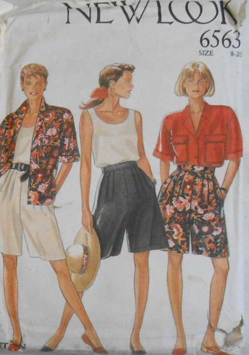 NEW LOOK PATTERNS 6563 SHIRT-TOP-CULOTTES SIZE 8-20 COMPLETE-CUT TO 16 SHORTS CUT TO 12