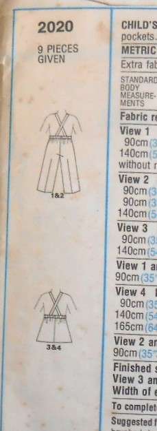 VINTAGE STYLE 2020 KIDS DUNGAREES & PINAFORE SIZE 3 YEARS CHEST 56 CM COMPLETE