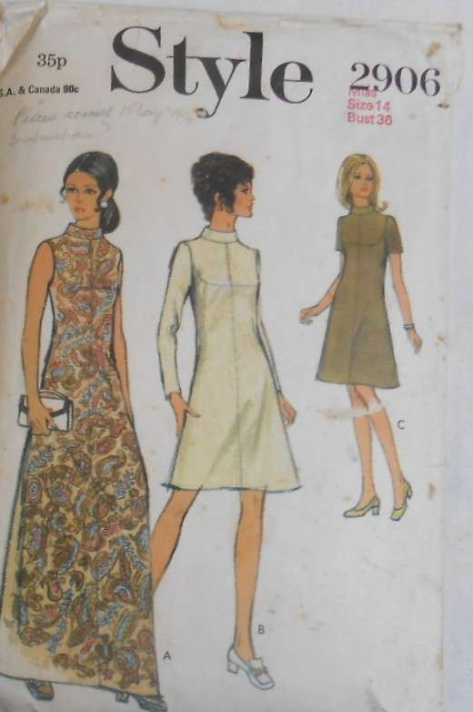 VINTAGE STYLE 2906 DRESS IN 2 LENGTHS SIZE 14 BUST 36 COMPLETE