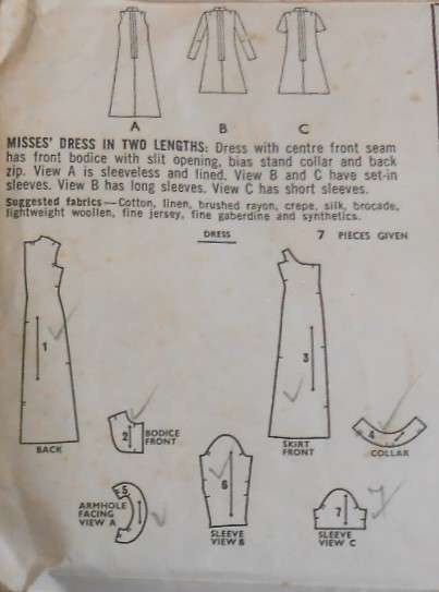 VINTAGE STYLE 2906 DRESS IN 2 LENGTHS SIZE 14 BUST 36 COMPLETE