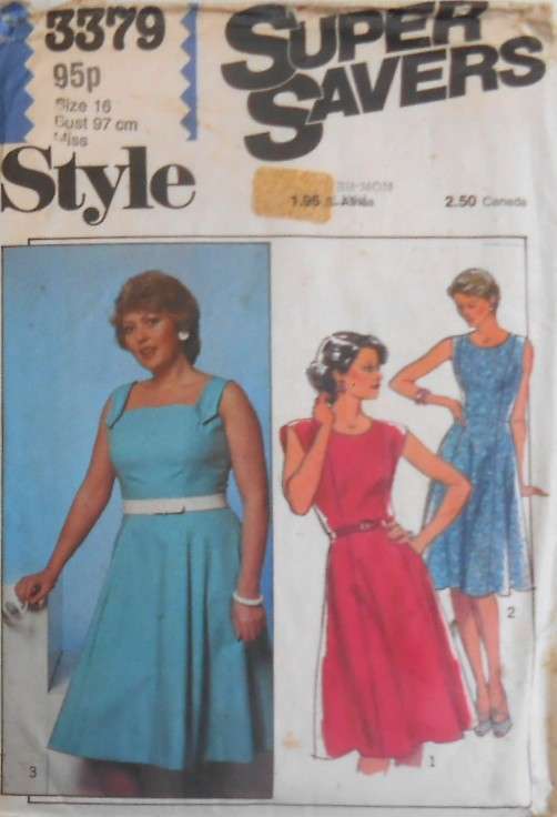 STYLE 3379 PANELLED DRESS SIZE16 BUST 97 CM COMPLETE-BODICE LENGTHENED