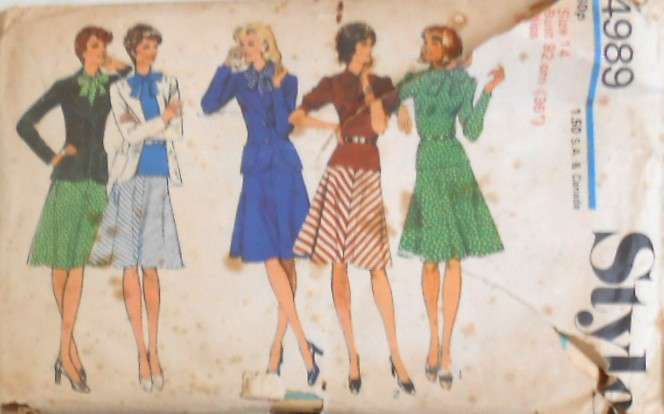 VINTAGE STYLE 4989 UNLINED JACKET-OVERBLOUSE-SKIRT SIZE 14 BUST 92 CM COMPLETE