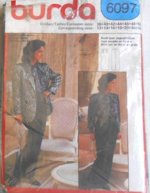 BURDA 6097 JACKET & STRAIGHT SKIRT SIZE 12-14-16-18-20-40-42 - COMPLETE-UNCUT-F/FOLDED