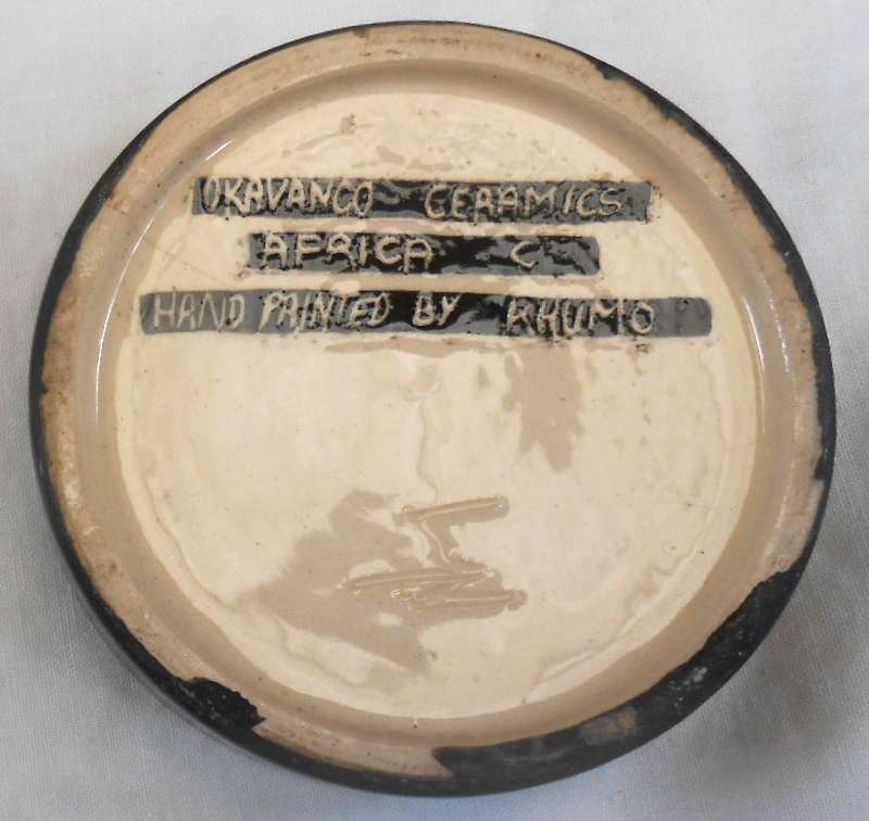 Stunning Ceramic Cheetah painted Bowl & Base-Okavango Ceramics Africa Central hand painted by Khumo