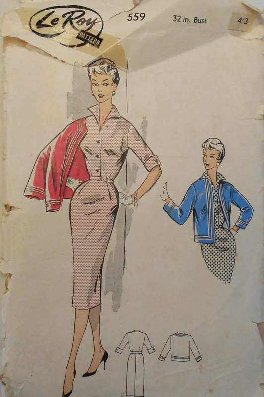 VINTAGE LE ROY PATTERN 559 JACKET & DRESS SIZE 32 COMPLETE