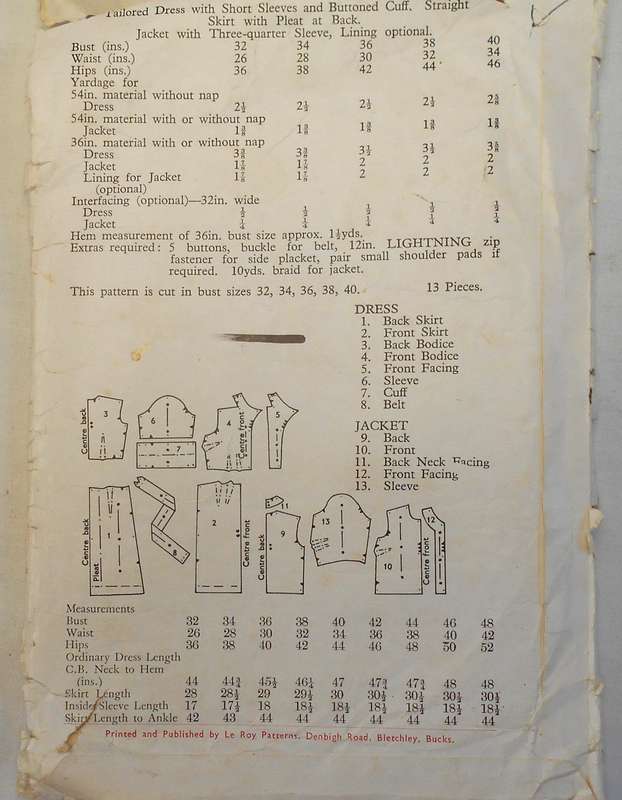 VINTAGE LE ROY PATTERN 559 JACKET & DRESS SIZE 32 COMPLETE